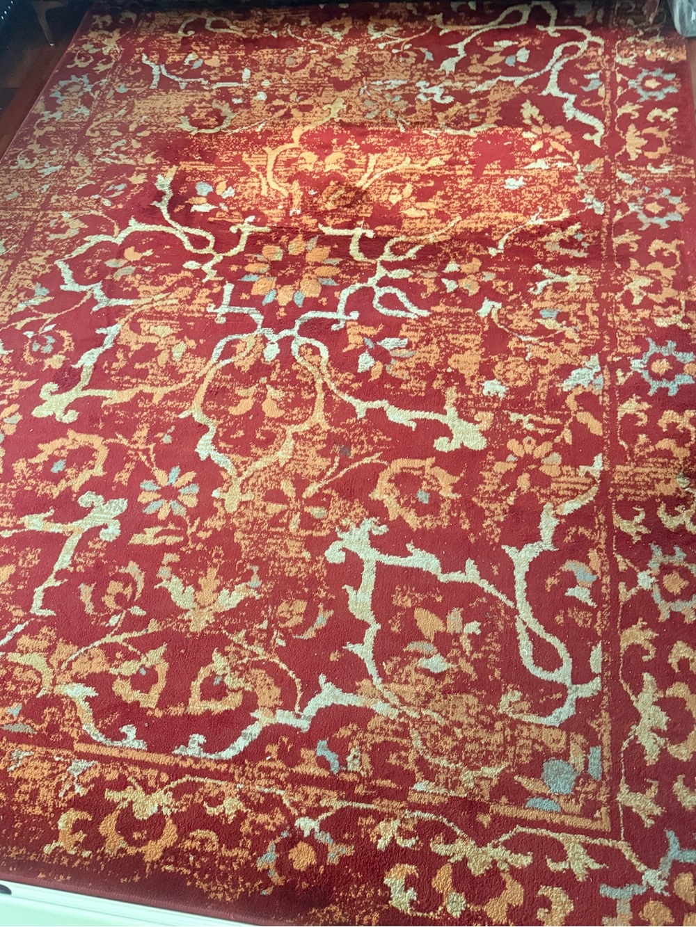 Red Floral Area Rug 115in x 80in - Home Accents